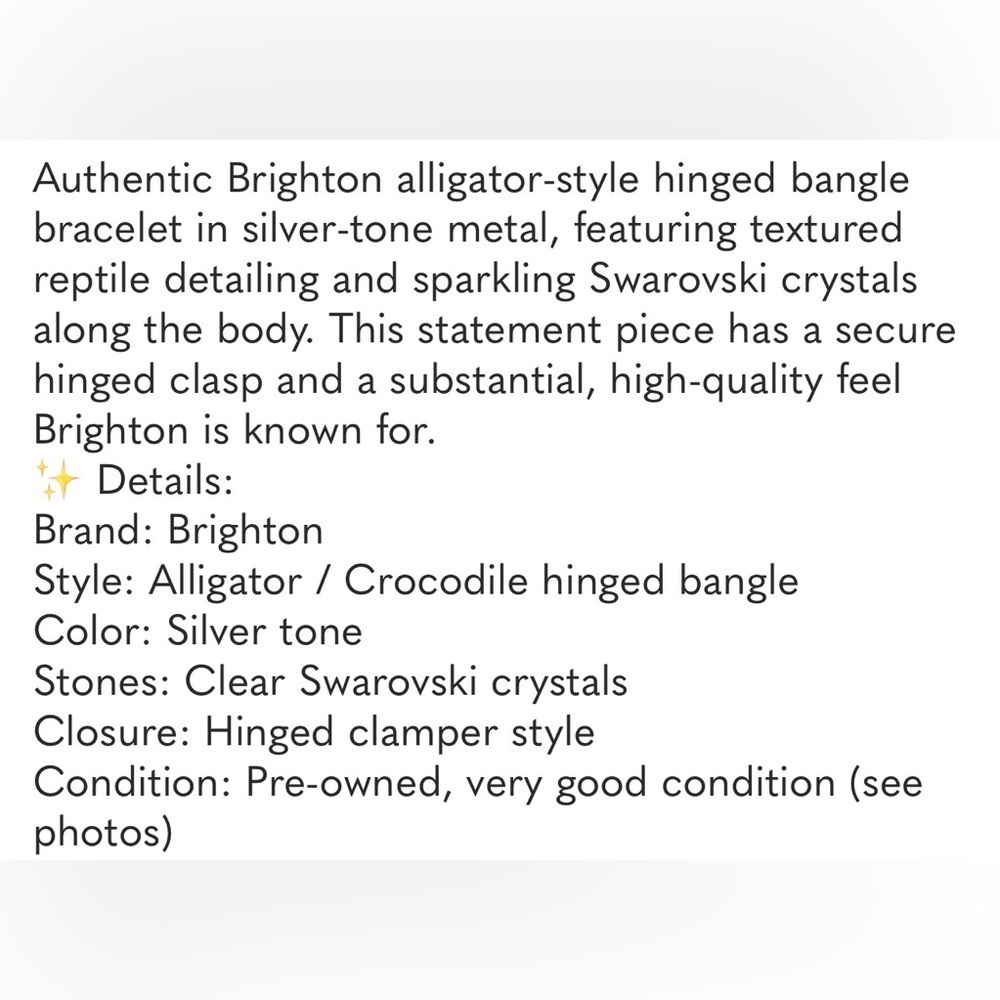 Brighton Silver Alligator Rhinestone Bracelet - Picture 9 of 9